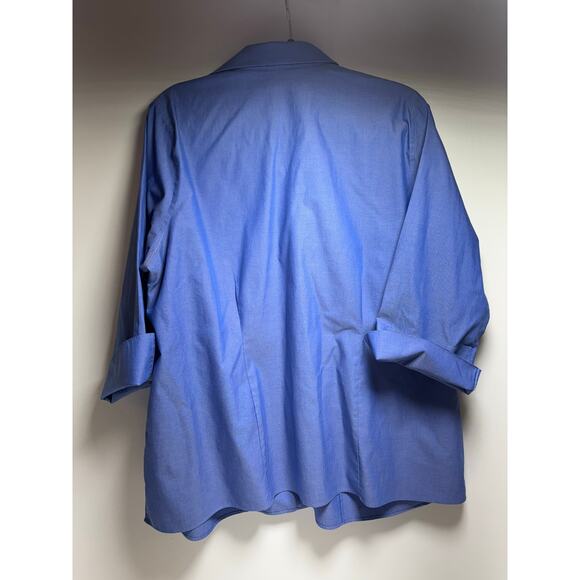 Lands End Women’s Sz 18W Blue Button Up No Iron Pin Point Oxford Business Office - Picture 6 of 7